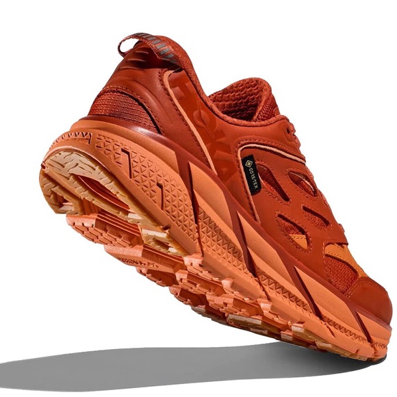 NWT Hoka Clifton Leather Gore-Tex Waterproof Unisex BOCT dark orange copper - Picture 15 of 16